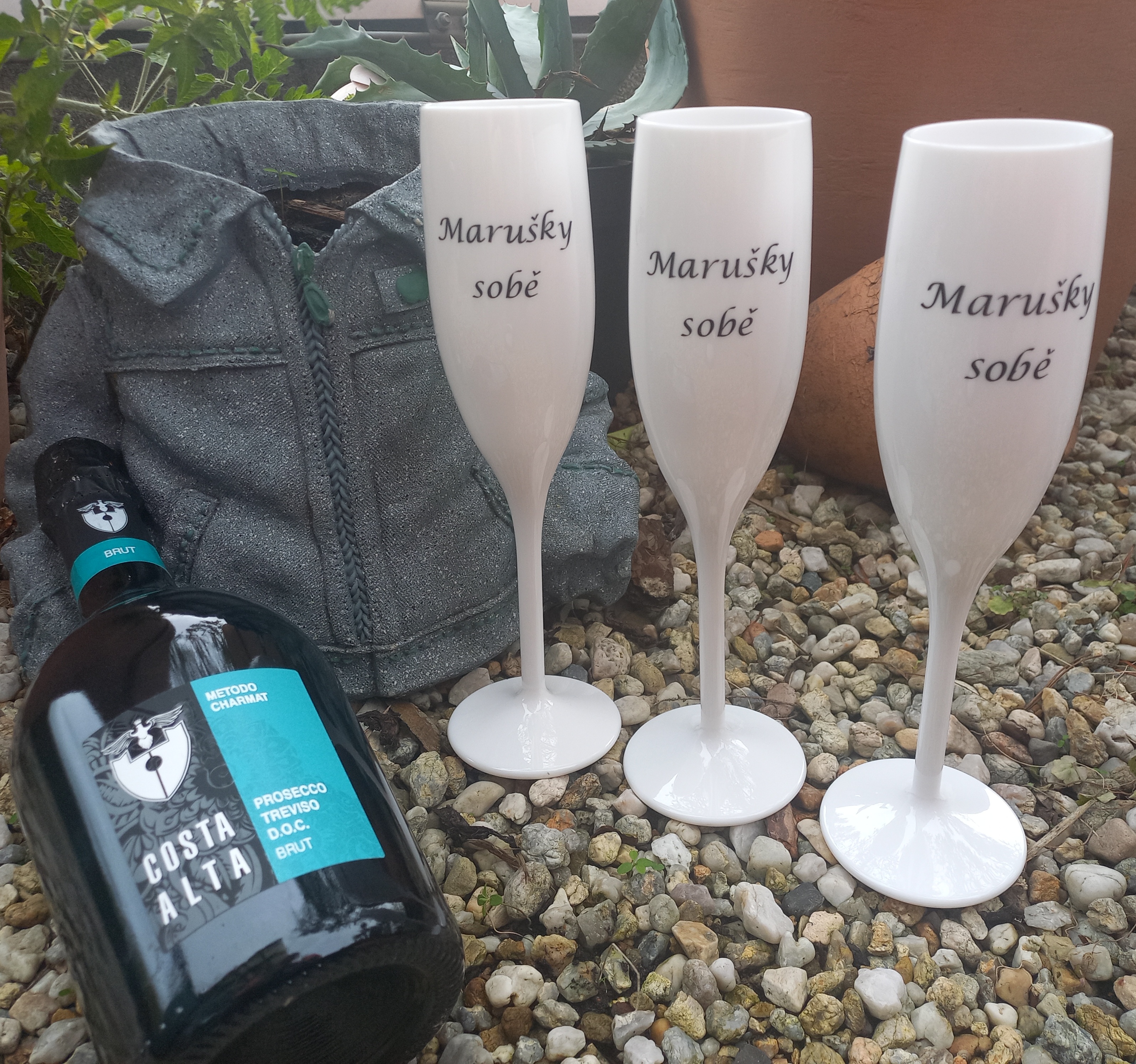 Sklenice na sekt nebo prosseco s vlastním textem